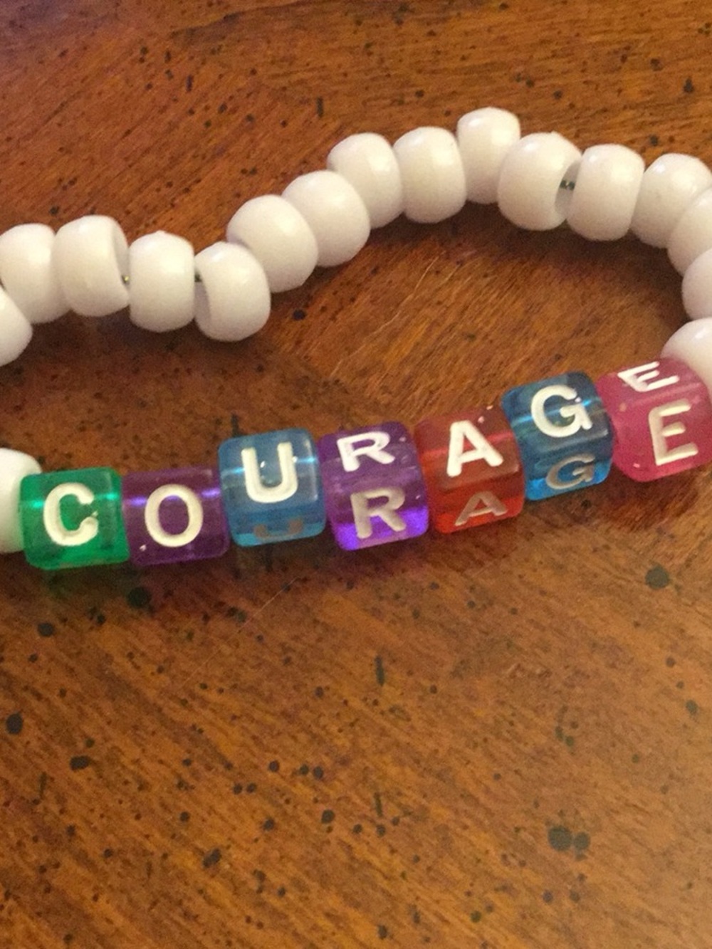 Courage Beaded Stretch Bracelet - Multicolor Letter Beads